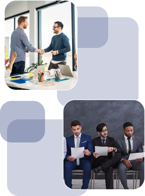 Professional job offer acceptance meeting handshake